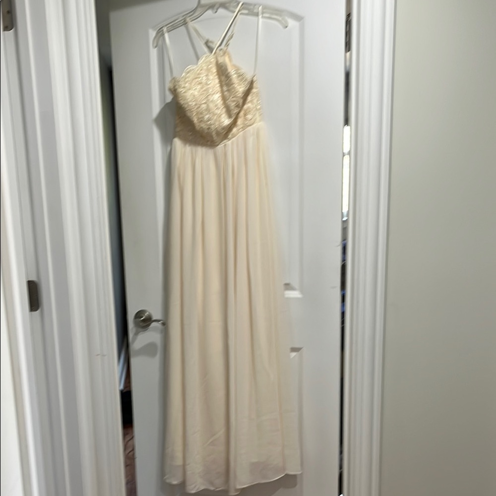 Lulu's Cream Embellished Halter Gown